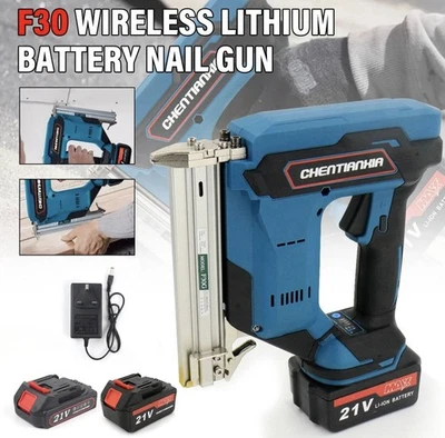 Heavy Duty Cordless Brad Nailer Nail Gun Staple Gun 2 Battey, 21V & Charger F30 - Image 1 of 4
