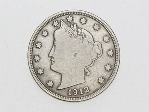 1912-S 5C LIBERTY NICKEL FICE CENT PIECE - Picture 1 of 2