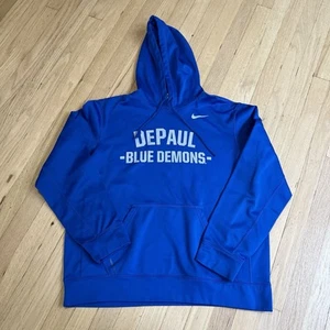 DePaul Blue Demons Nike Therma Fit Sweater Adult Large Streetwear Logo Hoodie - Picture 1 of 9