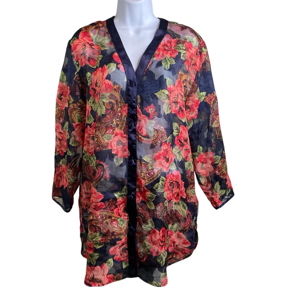 Camisa para dormir vintage Victoria’s Secret etiqueta dorada floral talla S camisón transparente Foto 1 de 4