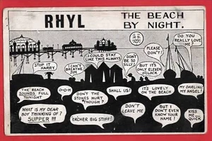 FLINTSHIRE RHYL. THE BEACH AT NIGHT. COMIC HUMOUR - Picture 1 of 1
