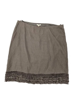 Nuevo Pañuelo Eileen Fisher Lino Línea A Falda Mujer XL Topo Volantes Foto 1 de 4