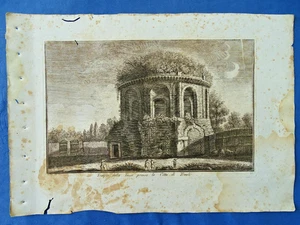 Vasi Incisione Originale All'acquaforte Roma Tempio Della Tosse Presso Tivoli - Picture 1 of 4