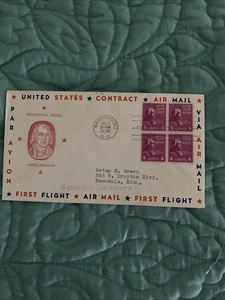 PRESIDENTIAL SERIES-#808 HUX CACHET JAMES MADISON 4BLK AIR MAIL - Picture 1 of 2