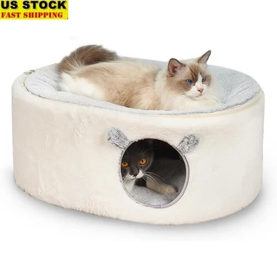 Cozy 2 in 1 Cat Cave Bed Durable Enclosed Hammock Pet Shelter All Breeds New - Image 1 of 4