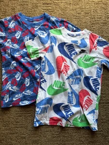 Lot Of 2 Nike Shirts Boys Medium Multi Color Swoosh T-shirt - Picture 1 of 9
