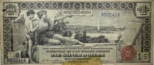 1896 $1 Educational Silver Certificate Tillman Morgan FR.224 VF Damage/Ink P164 - Picture 1 of 2