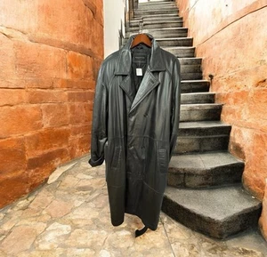 Baracuta, Herren, Ledermantel, schwarz, Größe XL, Langarm, lang, Knöpfe, Taschen. "! - Bild 1 von 14