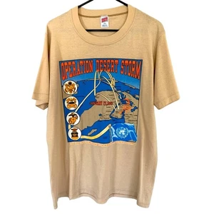 VINTAGE 1991 OPERATION DESERT STORM SINGLE STITCH SOFFE MENS TAN SHIRT SZ LARGE - Picture 1 of 5