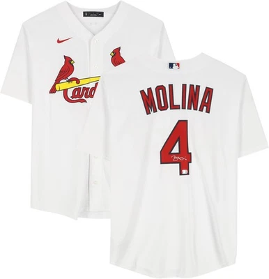 Camiseta deportiva Nike blanca autografiada de los Cardenales de San Luis de Yadier Molina réplica Foto 1 de 4