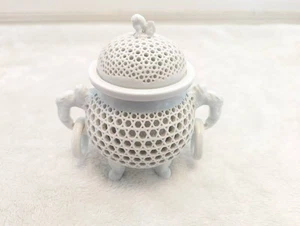 Hirado Censer By 15th Shigeuemon Nakazato Porcelana Blanca Trípode Quemador de Incienso - Imagen 1 de 9