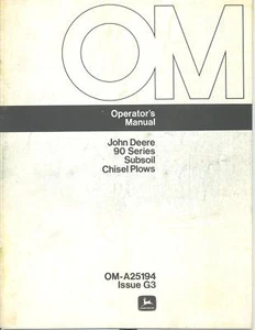 John Deere 90 Series Chisel Plows Operators Manual - Picture 1 of 1