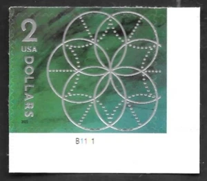 FLORAL GEOMETRY CIRCLES 2022 US #5700 GREEN GEOMETRIC DESIGNS $2.00 VF PN# STAMP - Picture 1 of 2