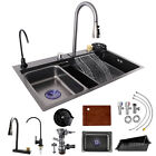 Multifunction Stainless Steel Waterfall Kitchen Sink Basin 46x75cm All In 1 Set