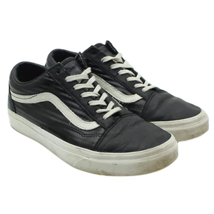 VANS Old Skool Black n White Leather Skateboarding Low Top Sneakers Size 7.5 - Picture 1 of 11