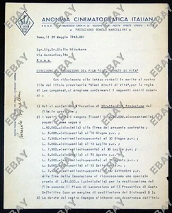 contratto Direttore di Produzione A.C.I. / NIEDERKORN 1943 Lire 60.000 LONGANESI - Picture 1 of 3