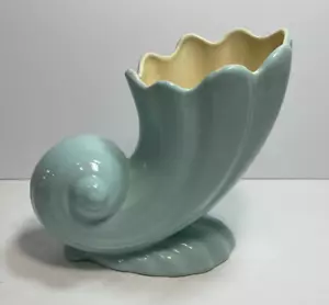 Vintage MCM Weil Ware California Füllhorn Muschel Übertopf Vase hellblau - Bild 1 von 11