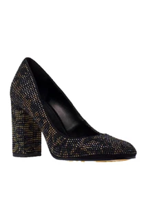 NEW MICHAEL KORS BLACK LEATHER EMBELLISHED FLORAL PUMPS SIZE 8.5 M $150 - Picture 1 of 2