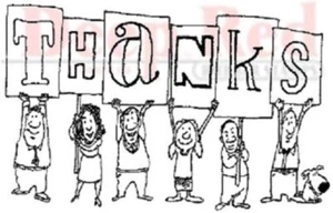 Deep Red Rubber Cling Stamp Group Thanks from Whole Gang Thank you - Picture 1 of 1