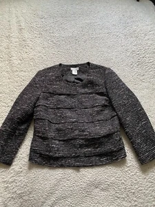 kate hill Women Long Sleeve Snap Button Round Neck Jacket Charcoal Size 10 - Picture 1 of 7