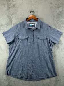 Magellan Fish Womens Plus 2X Shirts Button Up Blue Aransas Pass Wicking SS - Picture 1 of 9