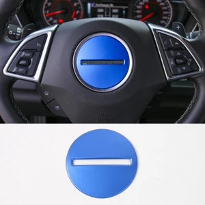 Steering Wheel Central Cover Trim Bezel For Chevrolet Camaro 2017+ Aluminum Blue - Picture 1 of 9