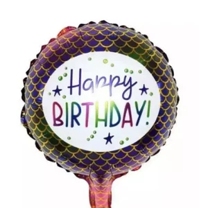 5pcs Mermaid Scale Happy Birthday 10” Air Fill Foil Balloons Party Decorations - Picture 1 of 2