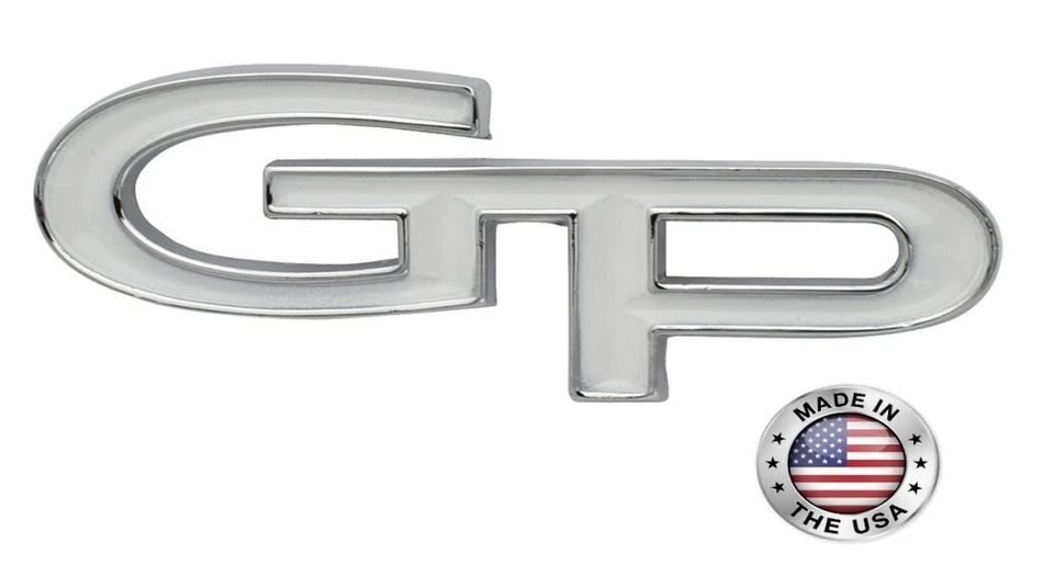 Emblema de placa de porta-malas GP para modelos Pontiac Grand Prix 1967-1968 fabricados nos EUA - Imagem 1 de 4