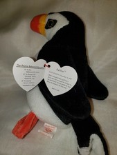 Ty Beanie Baby Puffer the Puffin 1997 Plush 7 inch Mint Stuffed Animal 195C