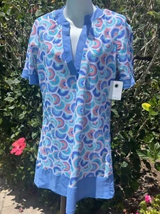 Aqua Et Sol Womens Kaleidoscope V-Neck L/S UPF 50 Beach Coverup Dress Medium - Picture 1 of 5