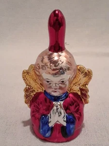 Vintage Christmas Angel Bell Ceramic Shiny Painted 5.75" Hand Bell - Picture 1 of 8