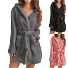 Women's Cozy Hooded Night Robe with Warm Fleece Material and Homewear Design