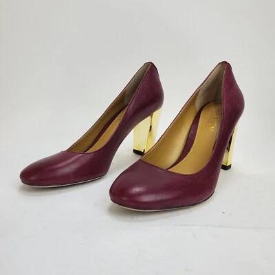 Zapatos de salón Lauren Ralph Lauren Maddie de cuero borgoña dorado brillante para mujer 5,5B Foto 1 de 4