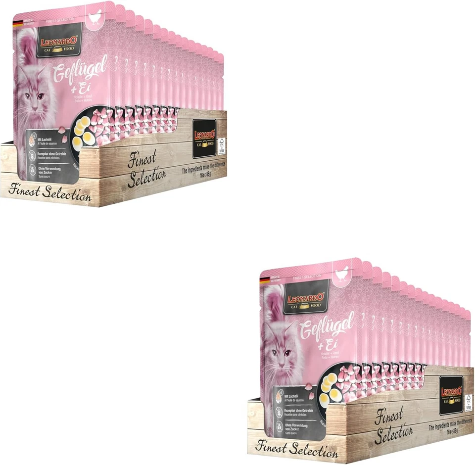 32 x 85 g Leonardo Finest Selection Geflügel & Ei Poucher I Nassfutter I Katzen - Bild 1 von 1