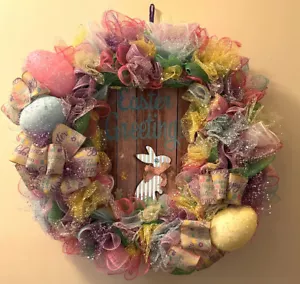 Easter Themed 22 Inch Ribbon Wreath - Picture 1 of 3