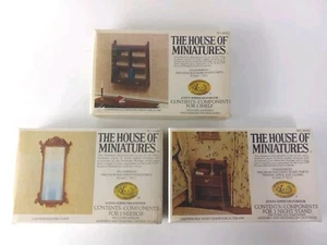House Of Miniatures Lot Of 3 Chippendale Night Stand Glass Mirror Shelf NWT Vtg - Picture 1 of 6