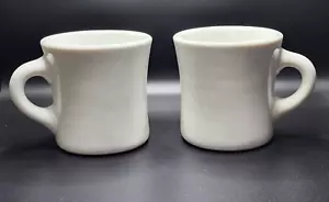 2 Vtg Shenango China New Castle White Heavy Coffee Mugs Restaurant Ware Diner - Picture 1 of 2