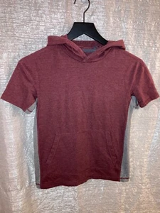 Size M (8-10) Short Sleeve Hooded Maroon & Gray T-Shirt All In Motion - Picture 1 of 3