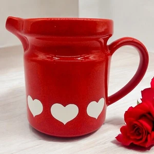 Vintage Waechtersbach West Germany Red Pitcher Creamer White Hearts Valentines - Picture 1 of 9