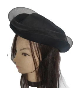 Ascot Hat Formal New Romantic Riding Black Derby Day Racing Wedding Vintage 80s - Picture 1 of 14