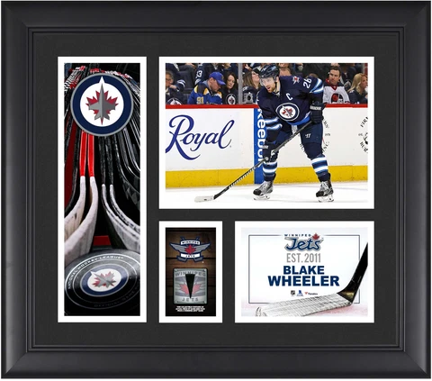 Blake Wheeler Winnipeg Jets Framed 15x17 Collage w/a Piece of GU Puck Cover