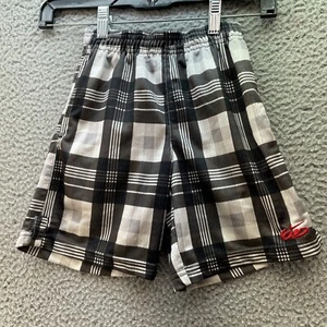 Nike 6.0 Shorts children’s 4 black/white check plaid embroidered logo boys - Picture 1 of 15