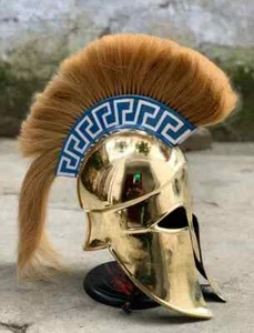 Griechischer Korinthhelm mit Feder Mittelalter Römerhelm mit gratis Lederfutter - Bild 1 von 4