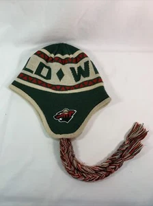 NHL~MINNESOTA WILD LOGO FLEECE LINED NORDIC KNIT STOCKING HAT - Picture 1 of 7