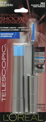 NEW LOREAL Telescopic Shocking Extensions Waterproof Mascara- 982 BLACKEST BLACK - Image 1 of 4