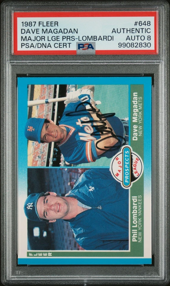 1987 FLEER 648 MAJOR Dave Magadan PSA 8 NM-MT Autographed Auto - Image 1 of 1