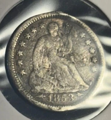 RARE! US 1853 O Seated Liberty Half-Dime *WITH ARROWS! KEY DATE/MINT MARK Coin - Image 1 of 4