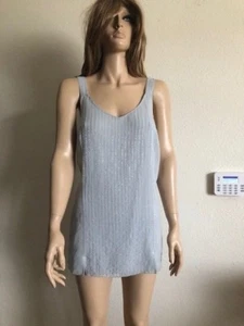 Women's NWT Robert Rodriguez Grey Sleeveless Front-Slit Top Size Medium - Foto 1 di 5
