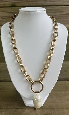 Ожерелье Alfani с золотистой имитацией жемчуга овальное круглое с геометрическими звеньями 18 дюймов - Изображение 1 из 4