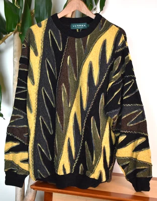 Fabuloso Suéter Masculino Vintage Tundra Malha Texturizada Multicolorido Estilo Coogi G - Imagem 1 de 4